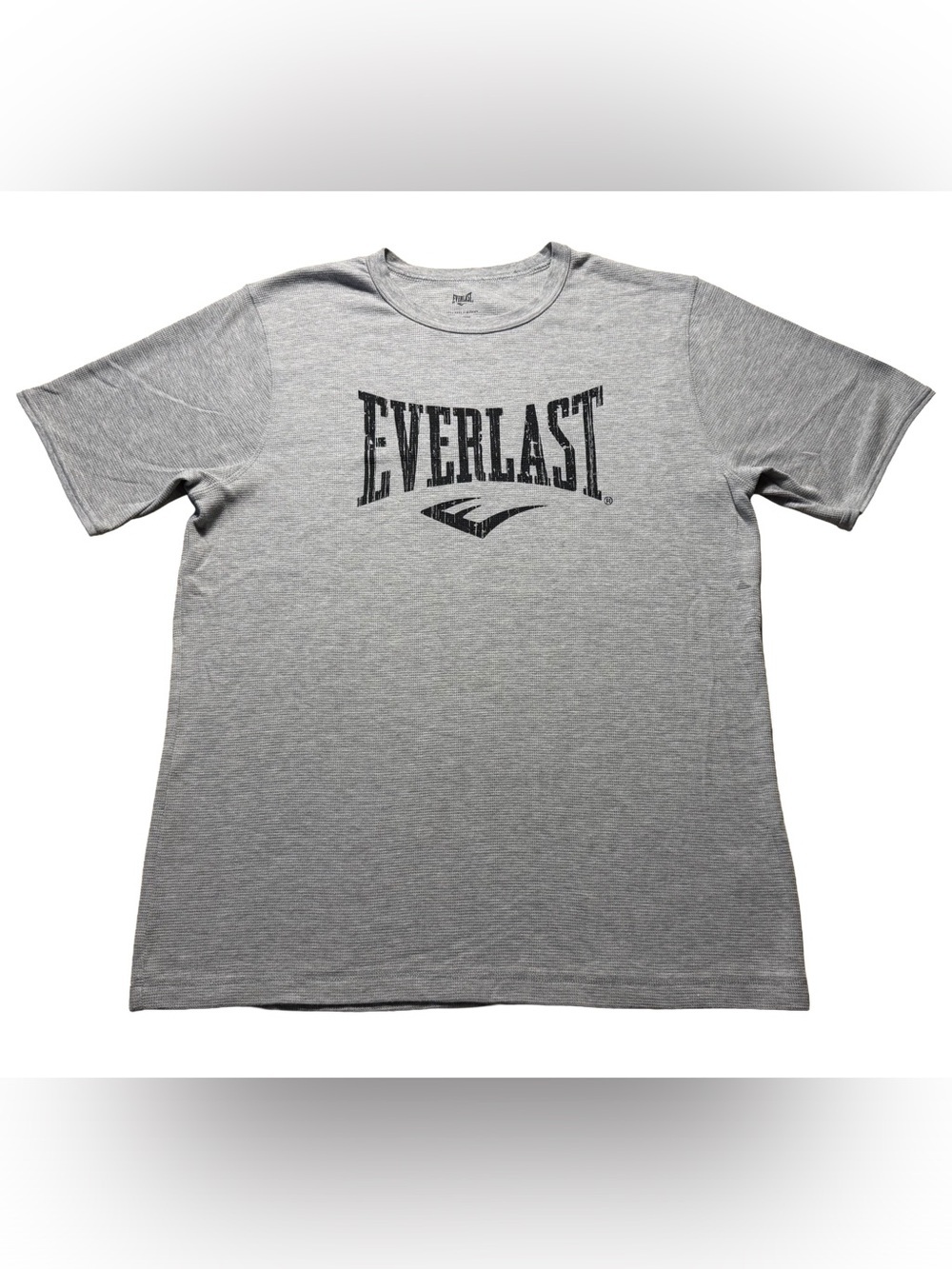 Everlast Men’s XXL Gray Thermal Waffle Knit Graphic T-Shirt Cotton Blend